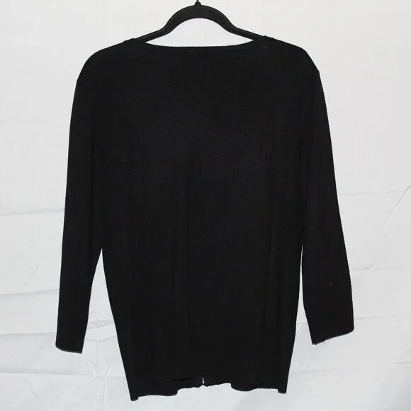Grace Elements, Sweater, XL, Black, Cardigan, Zipper Front, 3/4 Sleeve - Picture 2 of 3